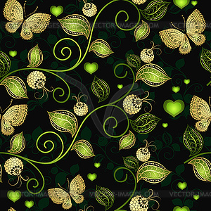 Seamless dark floral pattern - vector clipart