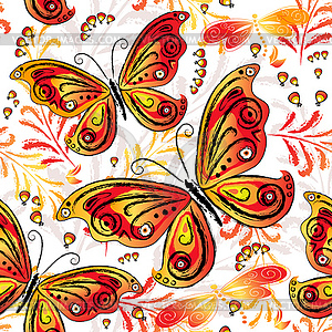 Floral seamless autumn pattern - vector EPS clipart