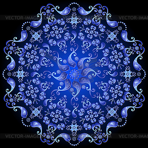 Dark blue floral circle pattern - vector image