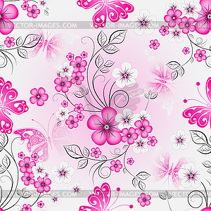 Floral effortless spring pattern - vector clip art