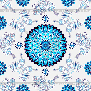 Seamless white pattern with vintage - vector clipart