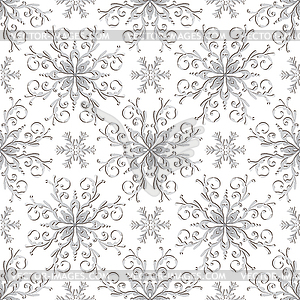 Christmas pattern with vintage silver snowflakes - vector clipart