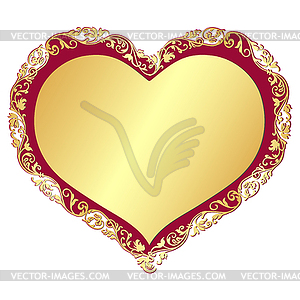 Gold valentine frame - vector clipart