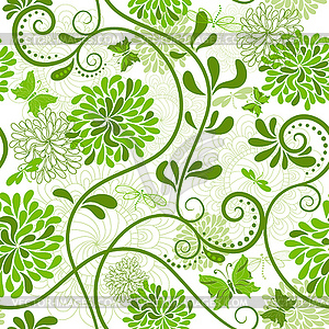 Green-white floral pattern - vector image