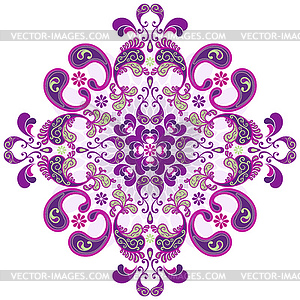 Floral vintage round frame - vector clipart