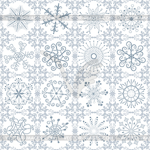 Christmas silvery repeating pattern - vector clip art