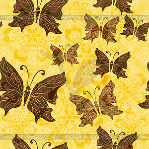 Yellow-brown floral pattern - royalty-free vector image