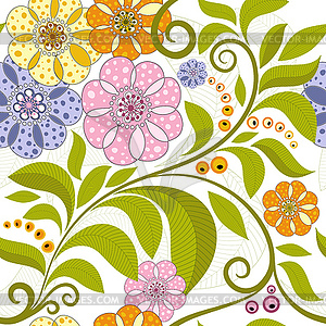 Vivid floral pattern - color vector clipart