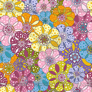 Seamless floral motley pattern - color vector clipart