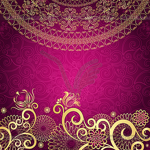 Vintage gold-purple frame - royalty-free vector image