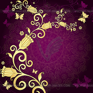 Vintage gold-violet frame - vector image