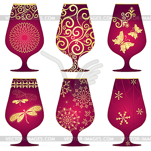 Set of purple Christmas glasses - vector clipart