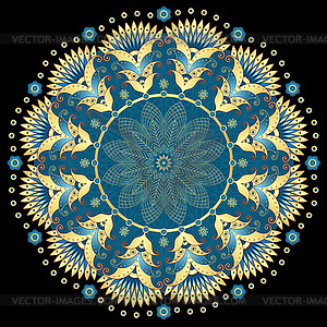 Christmas gold-blue frame - royalty-free vector image