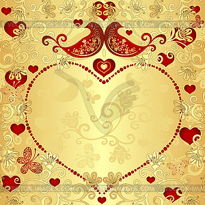 Gold valentine frame - vector clipart