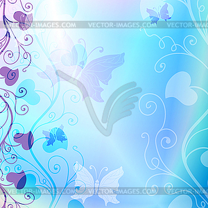 Gentle blue floral frame - vector clipart