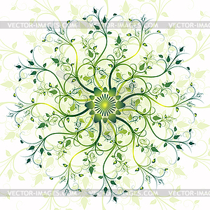 Floral spring round frame - vector image