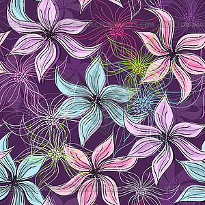 Repeating violet floral pattern - vector clip art