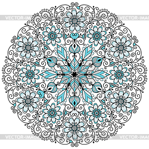 Floral lacy vintage round frame - vector clip art