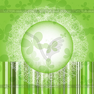 Green spring round floral frame - vector clip art