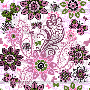 Seamless spring vintage pattern - vector clip art