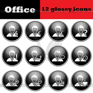 Set of business people glossy icons - vector clip art