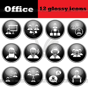 Set of business people glossy icons - vector clipart