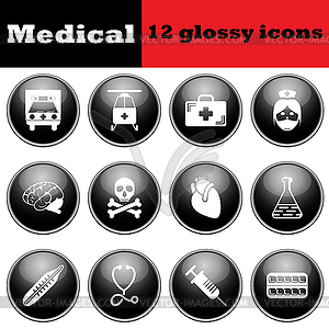 Set of medical glossy icons - vector image