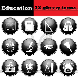 Set of education glossy icons - vector image