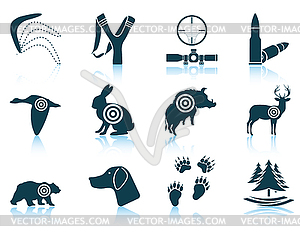 Set of hunting icons - vector clip art