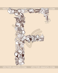Alphabet letter with education theme - vector clipart