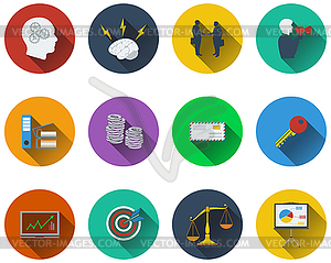 Set of business icons in flat design - royalty-free vector clipart