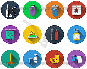 Set of bathroom icons in flat design - vector clip art