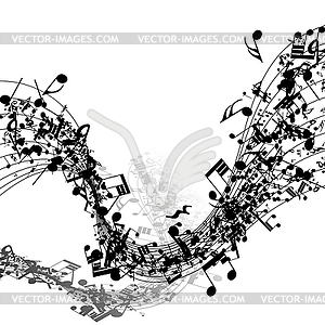 Музыкальные ноты в строке - векторный графический клипарт