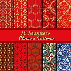 Set of Chinese seamless patterns - vector image