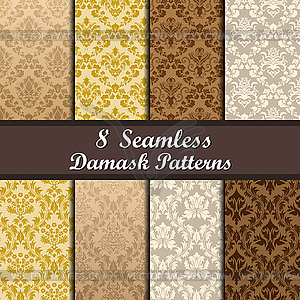 Set of Damask Seamless Patterns - vector image