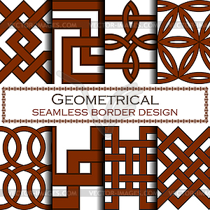 Set of Oriental seamless borders - vector clip art