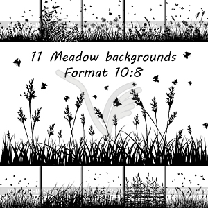 Set of Meadow backgrounds - vector image