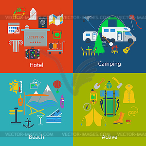 Set of Travel and Camping designs - royalty-free vector image