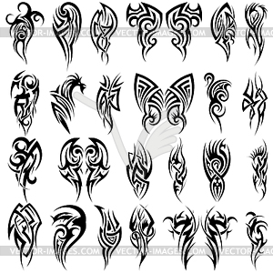 24 Tribal Tattoos - vector clip art