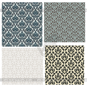 4 Damask Seamless Patterns - vector image