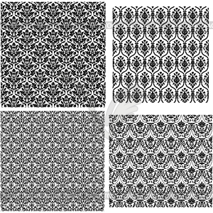 4 Damask Seamless Patterns - vector image