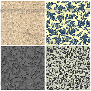 4 Floral Seamless Patterns - vector clipart