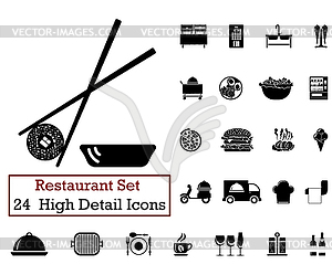 24 Ресторан иконки - векторная иллюстрация