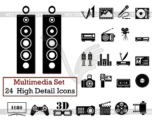 24 Multimedia Icons - vector clip art