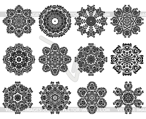 12 Snowflakes - vector clip art