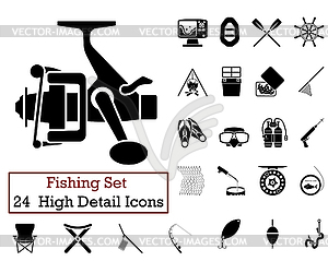 24 Fishing Fishing Icons - vector image