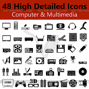 Computer and Multimedia Smooth Icons - vector image