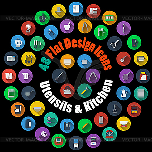 Utensils and Kitchen Icons - vector image
