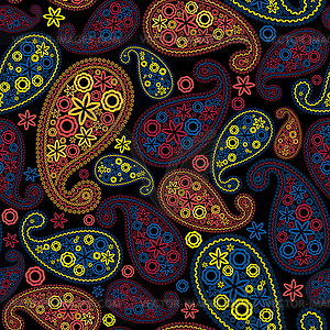 Multicolor Seamless Paisley Pattern - vector clipart