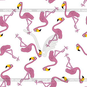 Seamless Funny Cartoon Flamingo - vector clipart
